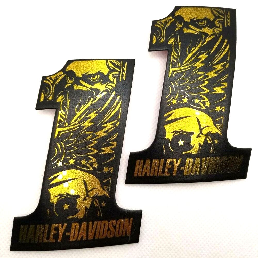 #1 Eagle black\gold tank emblems for Harley