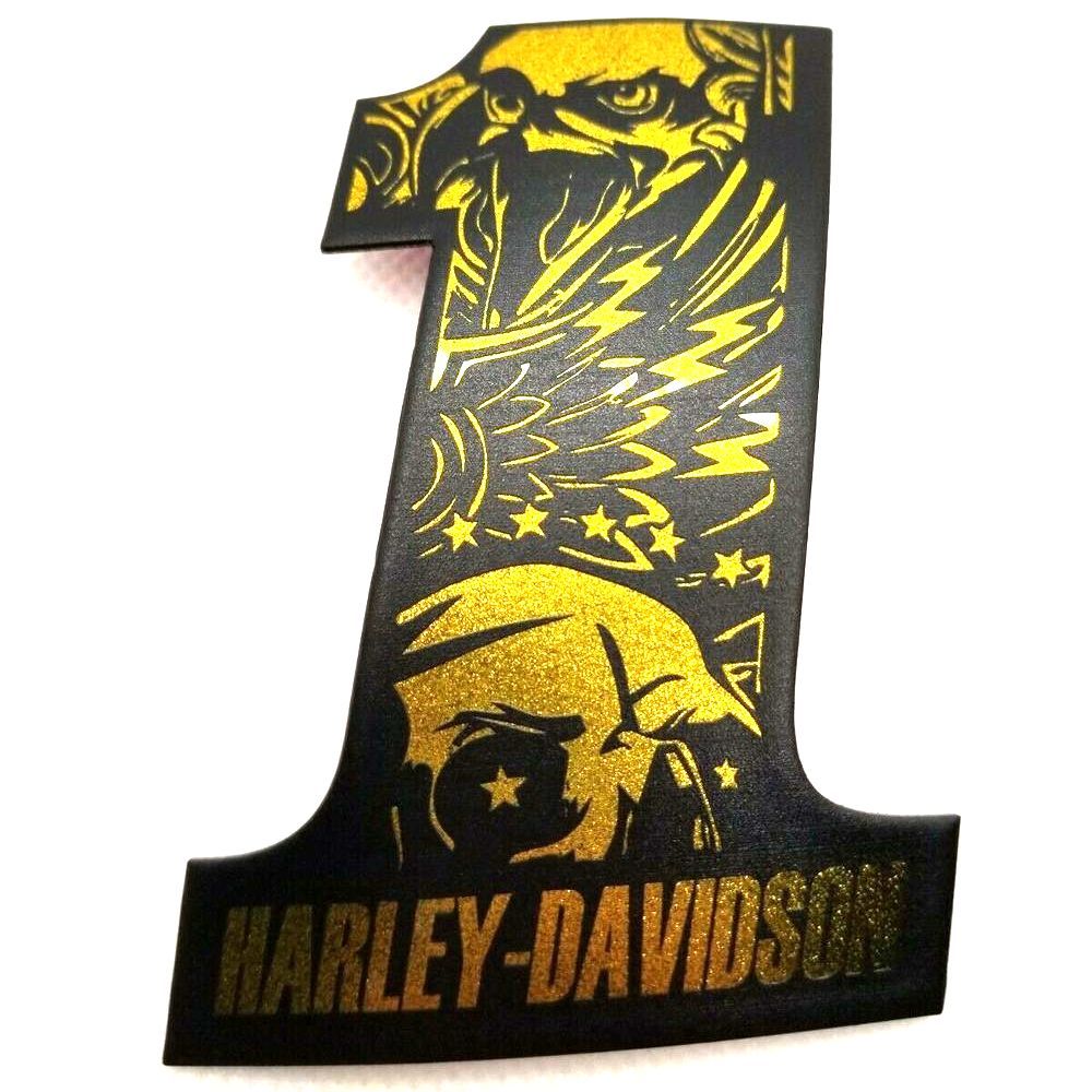 Buy 1 Eagle black\gold tank emblems. Custom emblems for Harley Davidson