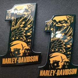 #1 Eagle black\orange tank emblems for Harley