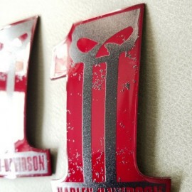 #1 Punisher black\candy red tank emblems for Harley