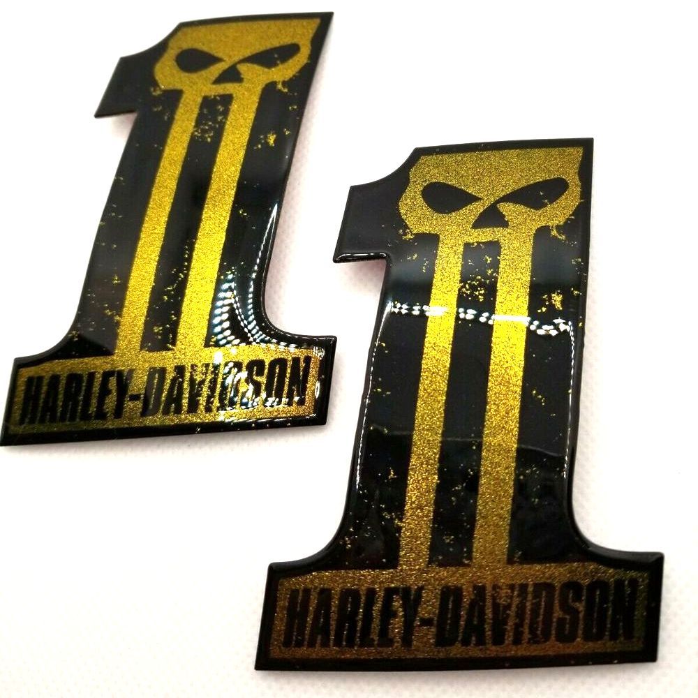 #1 Punisher black\gold tank emblems for Harley