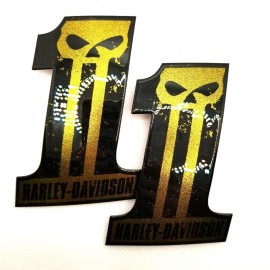 #1 Punisher black\gold tank emblems for Harley