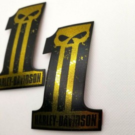#1 Punisher black\gold tank emblems for Harley