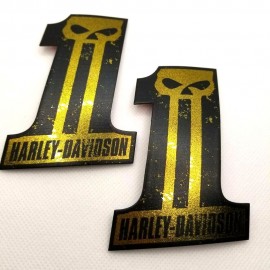 #1 Punisher black\gold tank emblems for Harley