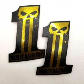 #1 Punisher black\gold tank emblems for Harley