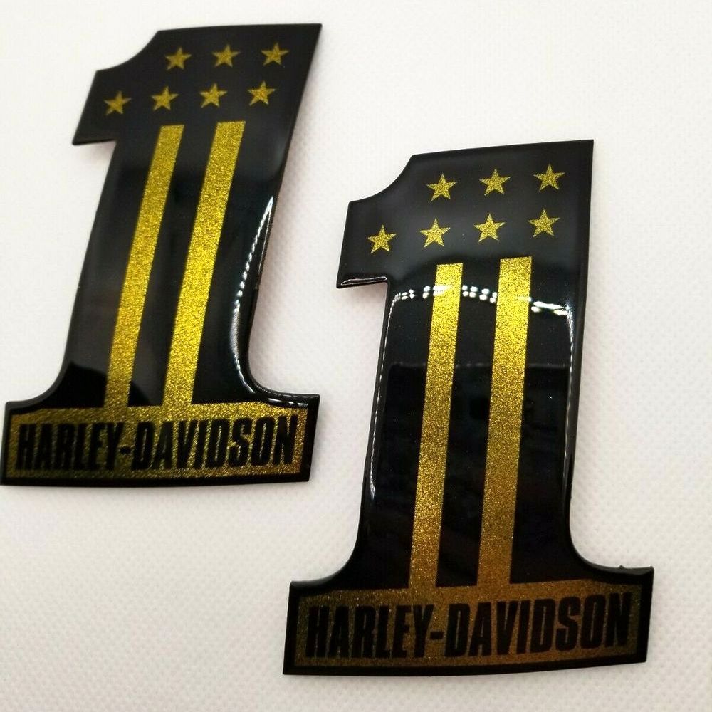 #1 Stars&Stripes black\gold tank emblems for Harley