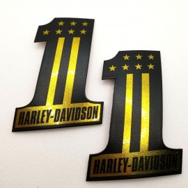 #1 Stars&Stripes black\gold tank emblems for Harley