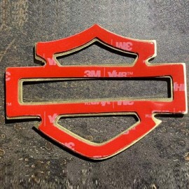 Black carbon with gold front outline tank emblems for Harley