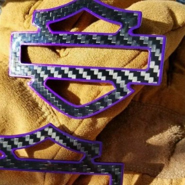 Black carbon with purple front outline tank emblems for Harley