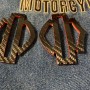 Black carbon with red edges tank emblems for Harley