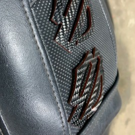 Black carbon with red edges tank emblems for Harley