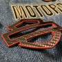 Black carbon with red front outline tank emblems for Harley
