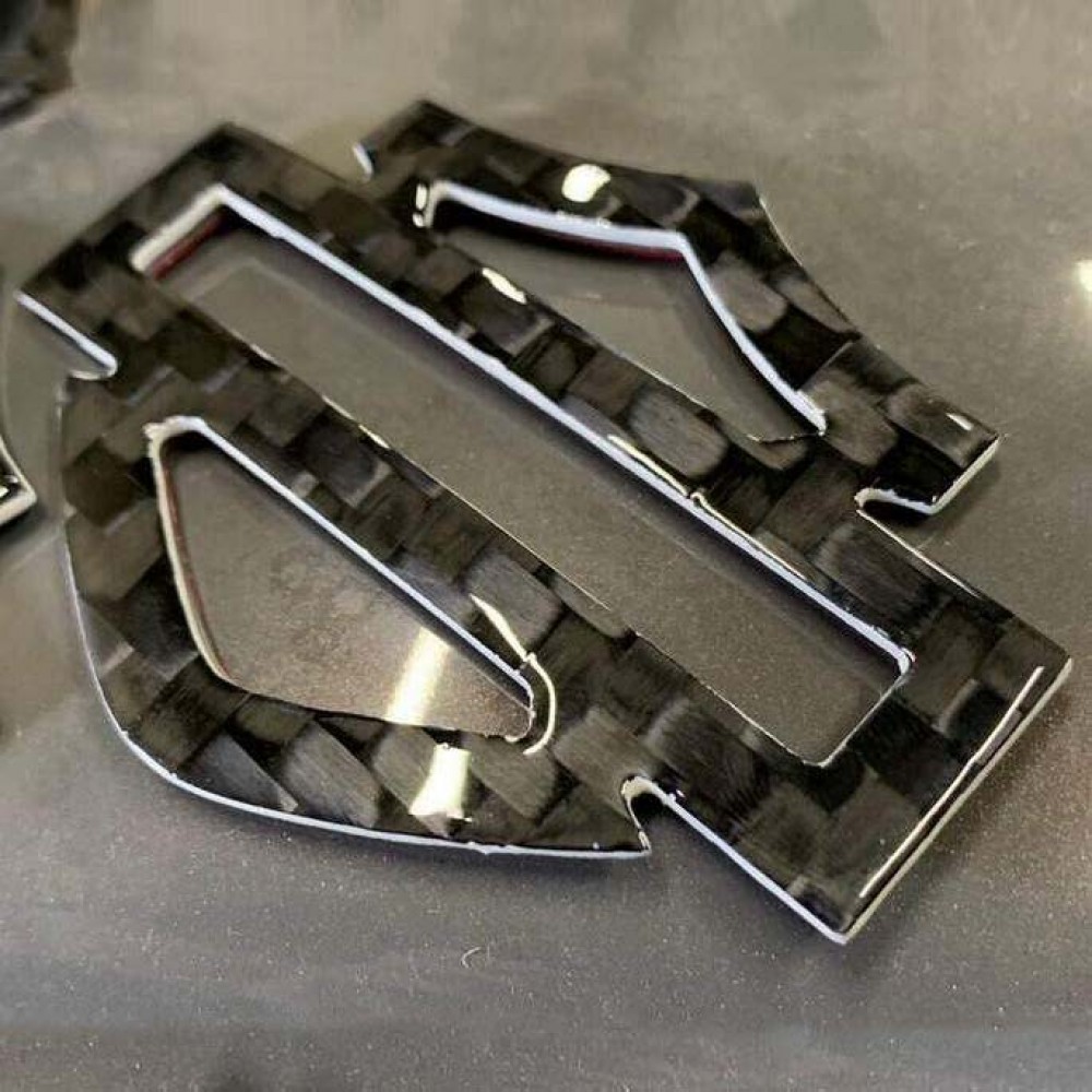Black carbon with white edges tank emblems for Harley