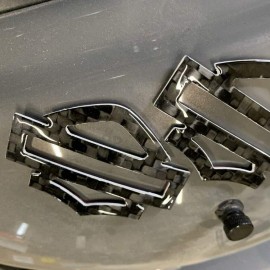 Black carbon with white edges tank emblems for Harley
