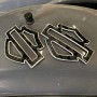 Black carbon with white front outline tank emblems for Harley