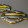 Black with gold edges tank emblems for Harley