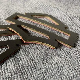 Black with gold edges tank emblems for Harley