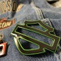 Black with green front outline tank emblems for Harley