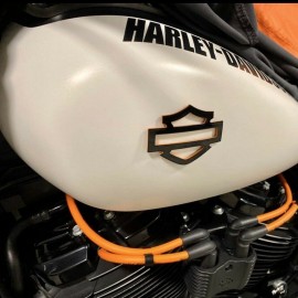 Black with orange edges tank emblems for Harley