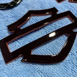 Black with orange edges tank emblems for Harley