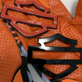 Black with orange edges tank emblems for Harley