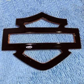 Black with orange edges tank emblems for Harley