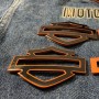 Black with orange front outline tank emblems for Harley