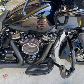 Black with orange front outline tank emblems for Harley