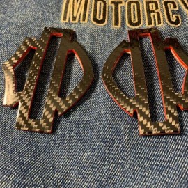 Black carbon with red edges tank emblems for Harley