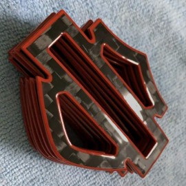 Black carbon with red edges tank emblems for Harley