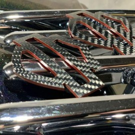 Black carbon with red edges tank emblems for Harley