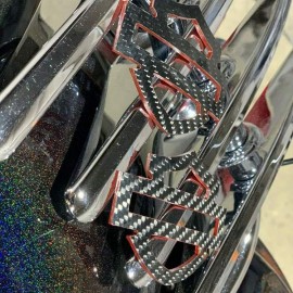 Black carbon with red edges tank emblems for Harley