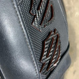 Black carbon with red edges tank emblems for Harley