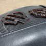 Black carbon with red edges tank emblems for Harley