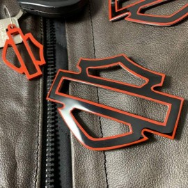 Black with red front outline tank emblems for Harley