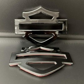 Black with silver edges tank emblems for Harley