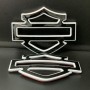 Black with white front outline tank emblems for Harley