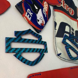 Blue carbon tank emblems for Harley