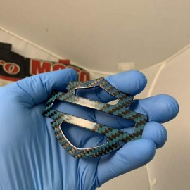 Blue carbon with blue edges tank emblems for Harley