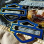 Blue with gold front outline tank emblems for Harley