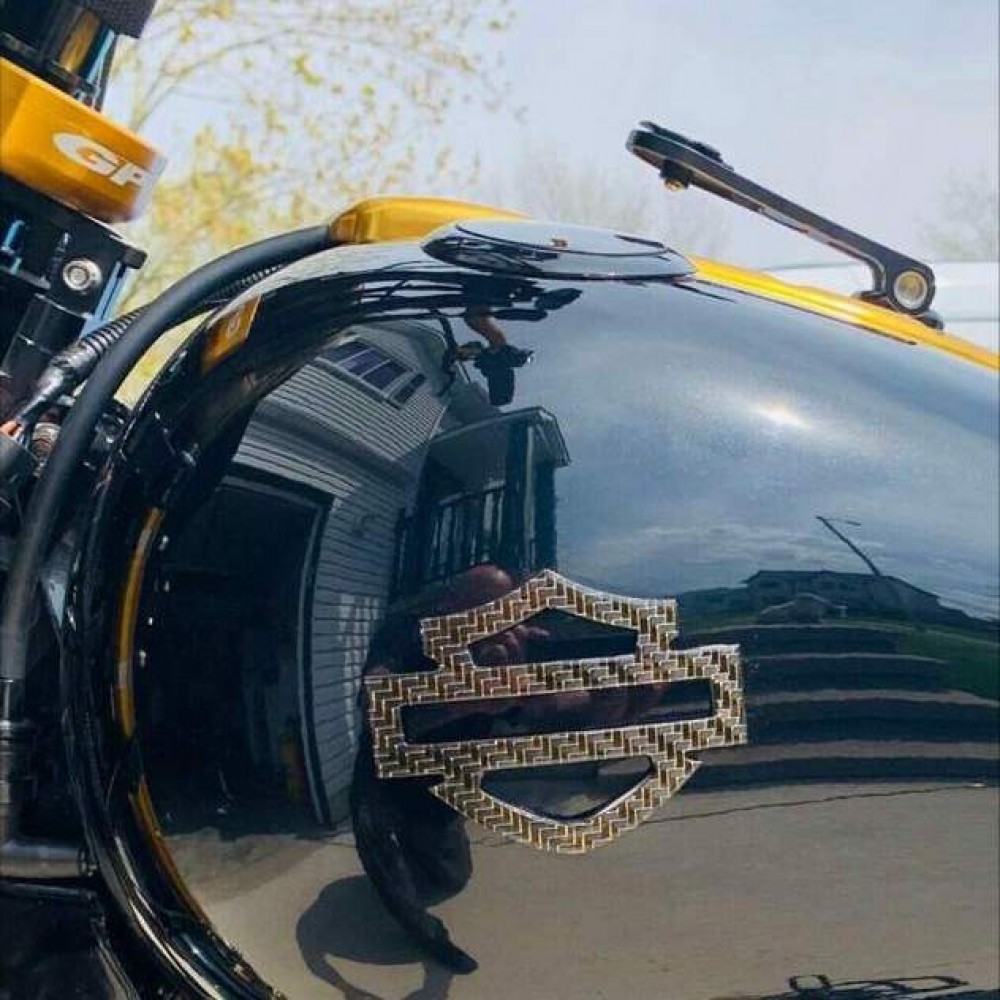 Buy Gold carbon tank emblems. Custom emblems for Harley Davidson