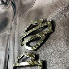 Gold carbon tank emblems for Harley