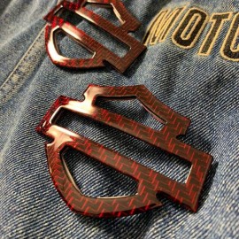 Red carbon tank emblems for Harley