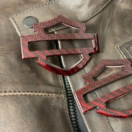 Red carbon tank emblems for Harley