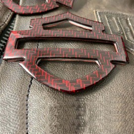 Red carbon tank emblems for Harley