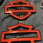 Red with black front outline tank emblems for Harley