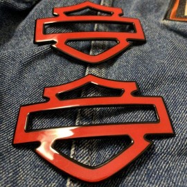 Red with black front outline tank emblems for Harley