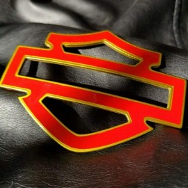 Red with gold front outline tank emblems for Harley