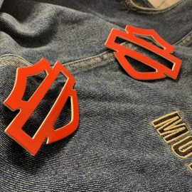 Red with white edges tank emblems for Harley