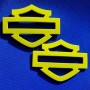 Rossi yellow tank emblems for Harley